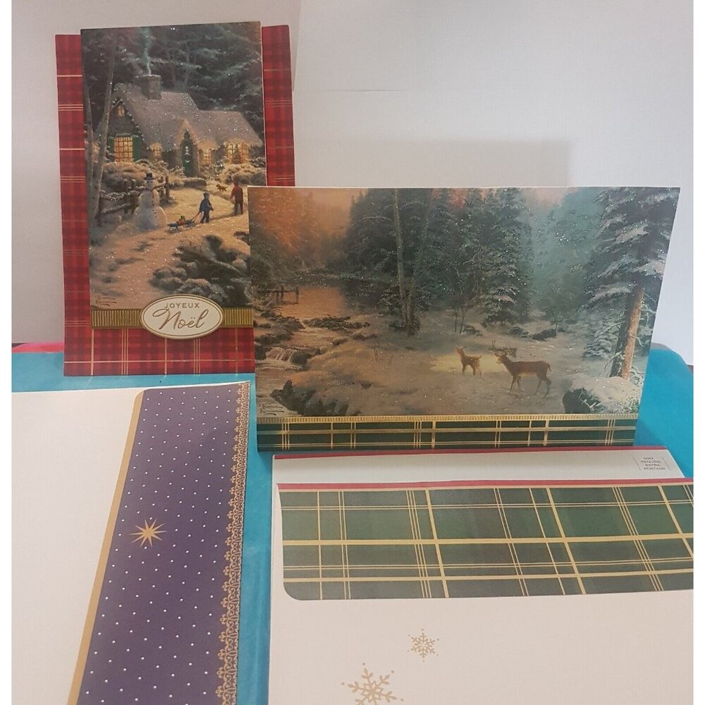 HALLMARK Thomas Kinkade Christmas Cards FRENCH Glitter 2017 5 cards 1995 1 Card
